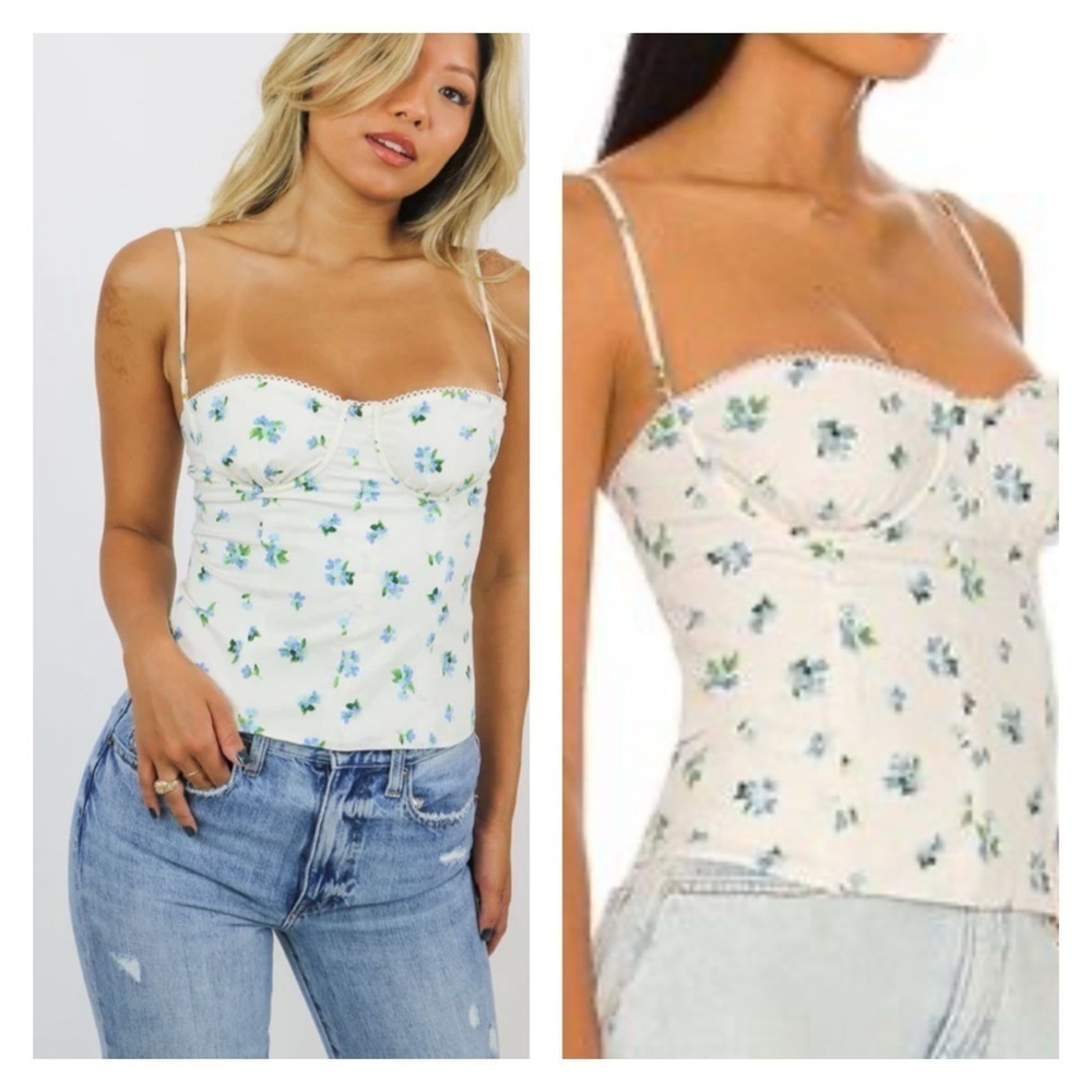 WeWoreWhat Floral Corset Top Underwire Bustier White Size 12 NWT